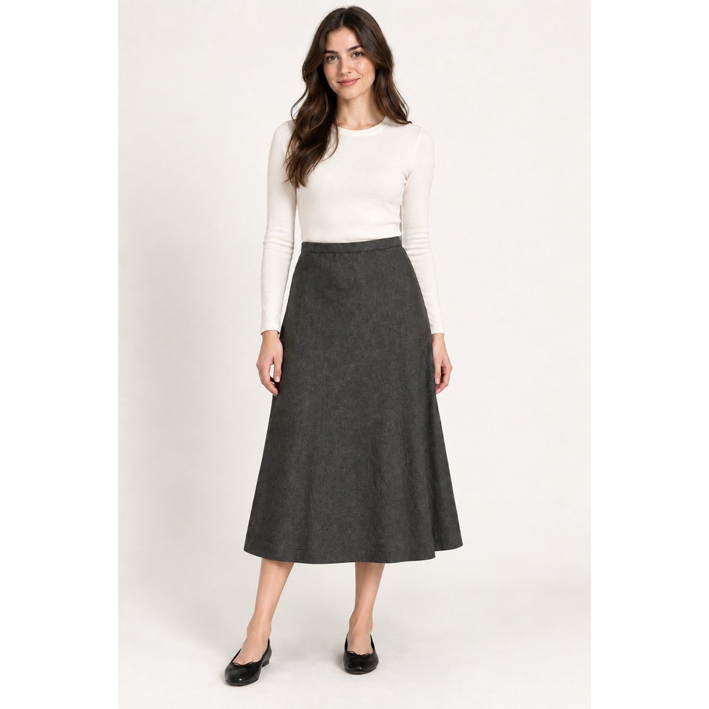 Talbots Midi Skirt Womens 2P Gray Excellent Wool Blend Italian Fabric A-Line